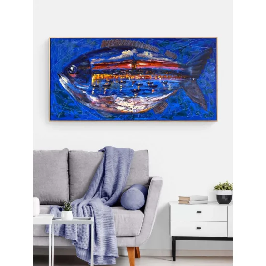 Denizin Kalbinde İstanbul Yağlı Boya Tablosu