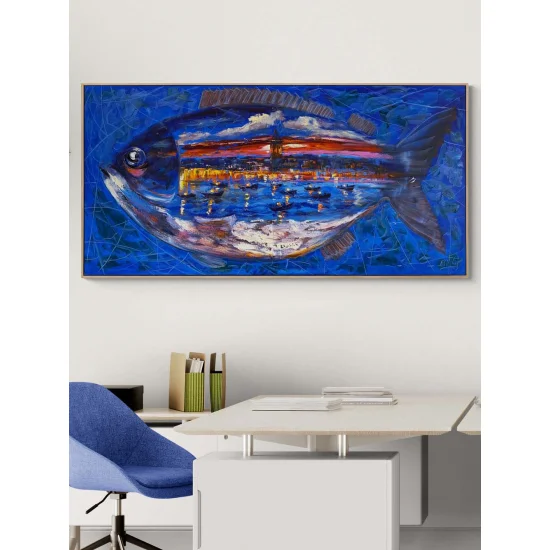 Denizin Kalbinde İstanbul Yağlı Boya Tablosu