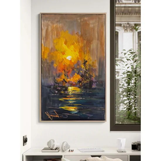 Sun Touching the Sea Oil Painting