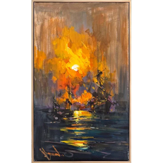 Sun Touching the Sea Oil Painting