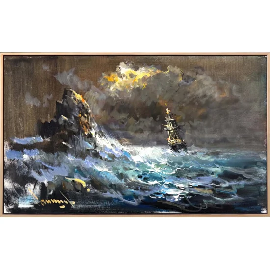 Denizde Sessiz Dalgalar Yağlı Boya Tablosu