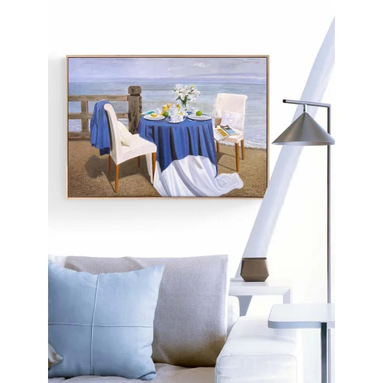 Deniz Kenarında Sabah Yağlı Boya Tablosu