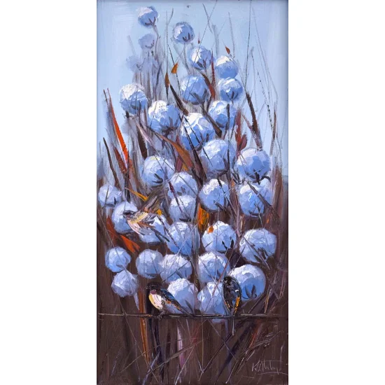 Modern Pamuk Tarlası Yağlı Boya Tablosu