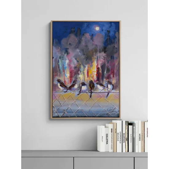 Şehirde Bekleyiş Yağlı Boya Tablosu