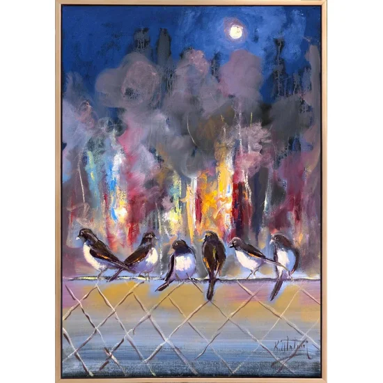 Şehirde Bekleyiş Yağlı Boya Tablosu