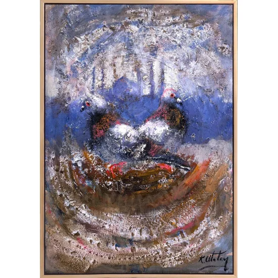 Boğazda Güvercinlerin Dansı Yağlı Boya Tablosu