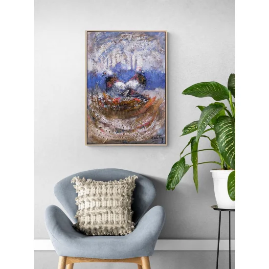 Boğazda Güvercinlerin Dansı Yağlı Boya Tablosu