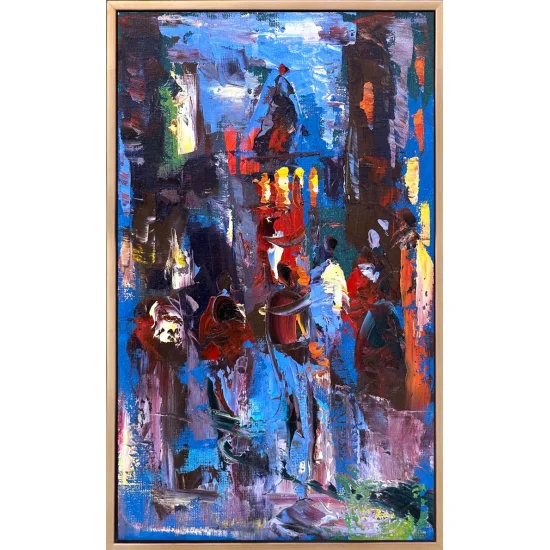 Kalabalıklarda Galata Yağlı Boya Tablosu