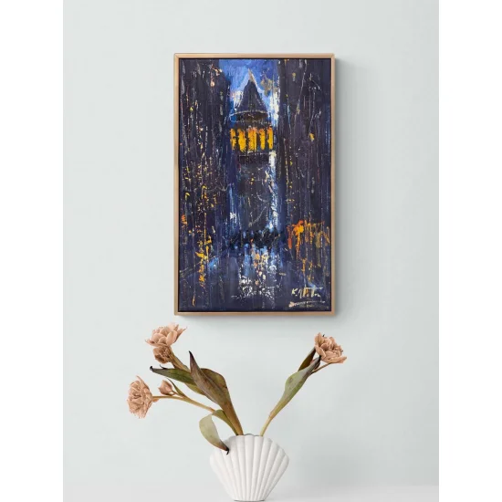 Bir Akşam Vakti Galata Yağlı Boya Tablosu