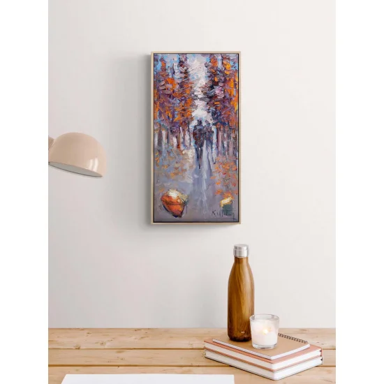 Güz Zamanın Yürüyüş Yağlı Boya Tablosu