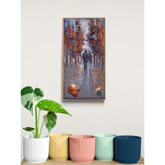 Güz Zamanın Yürüyüş Yağlı Boya Tablosu