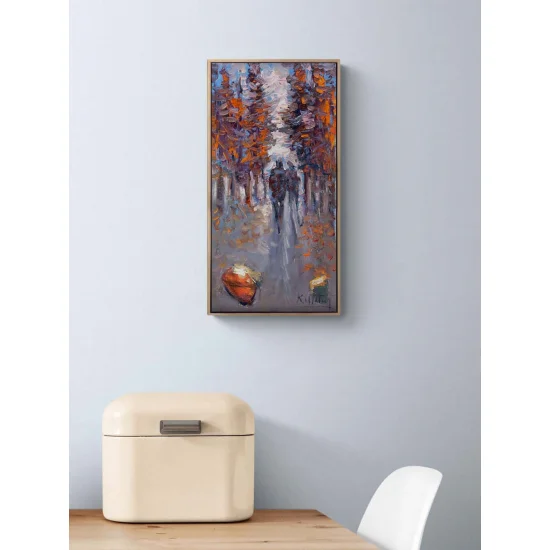 Güz Zamanın Yürüyüş Yağlı Boya Tablosu