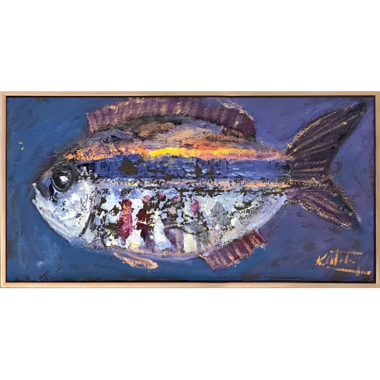 Mavide Yüzen Yağlı Boya Tablosu