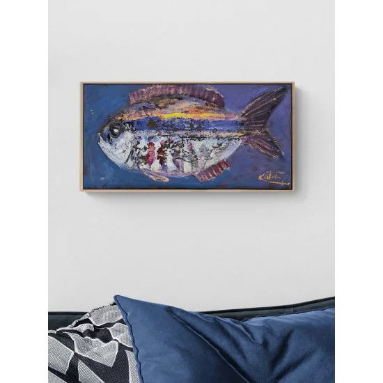 Mavide Yüzen Yağlı Boya Tablosu