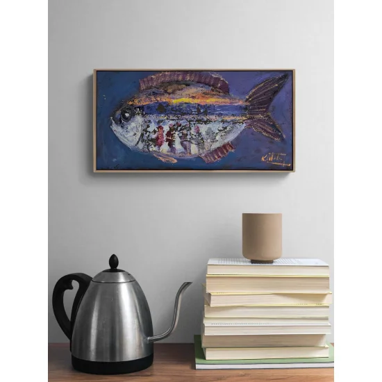 Mavide Yüzen Yağlı Boya Tablosu