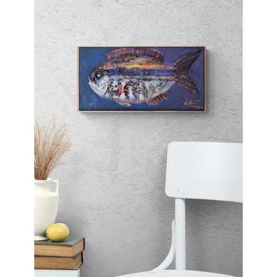 Mavide Yüzen Yağlı Boya Tablosu