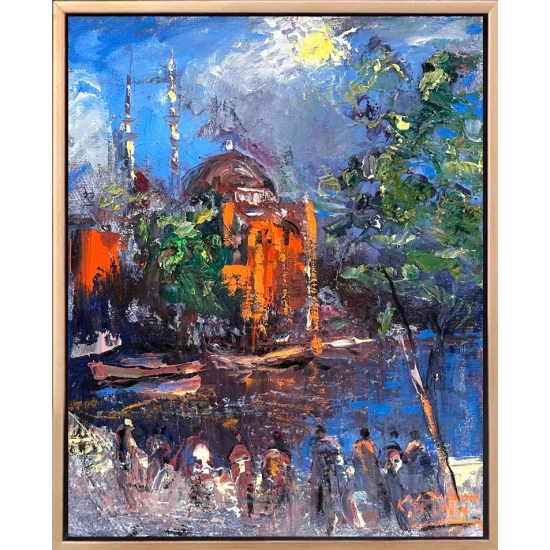 Ortaköy Sahilde Gün Yağlı Boya Tablosu