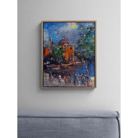 Ortaköy Sahilde Gün Yağlı Boya Tablosu