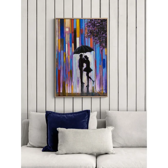 Yağmurun Ritminde Aşk Yağlı Boya Tablosu