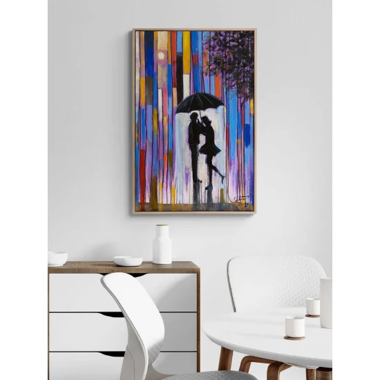 Yağmurun Ritminde Aşk Yağlı Boya Tablosu