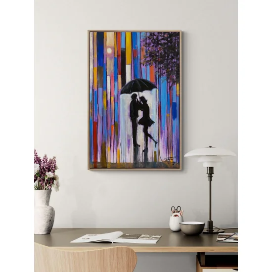 Yağmurun Ritminde Aşk Yağlı Boya Tablosu