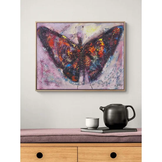 Renkler İçinde Kelebek Yağlı Boya Tablosu