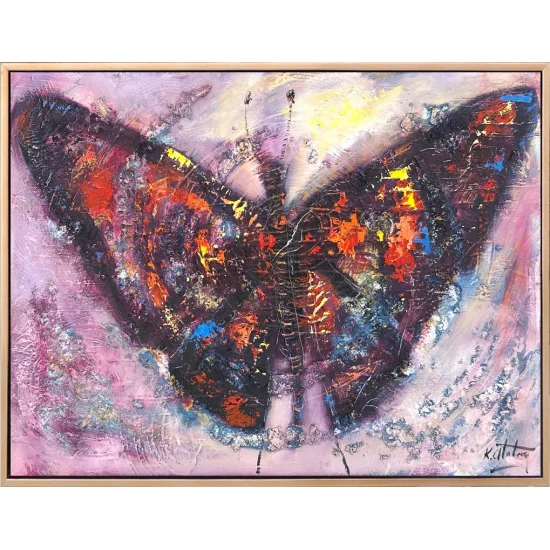 Renkler İçinde Kelebek Yağlı Boya Tablosu