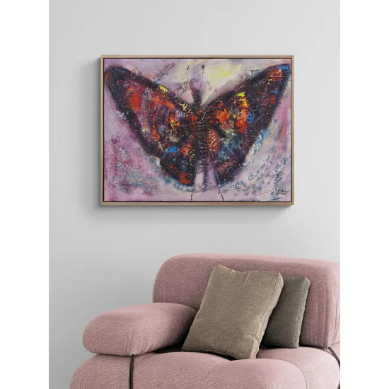 Renkler İçinde Kelebek Yağlı Boya Tablosu
