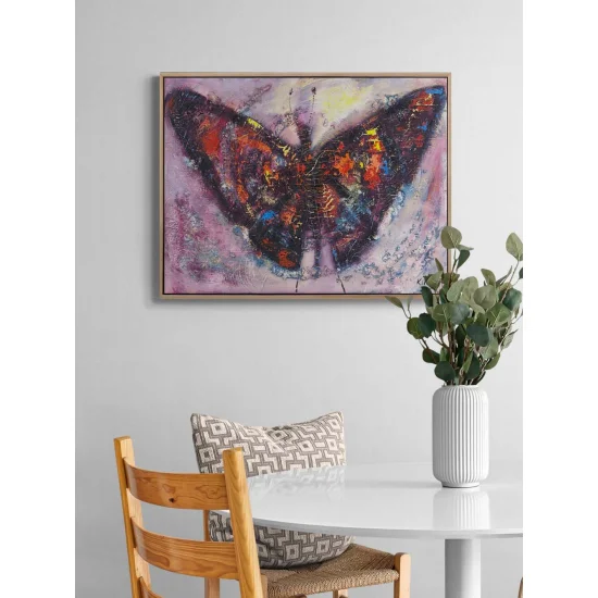 Renkler İçinde Kelebek Yağlı Boya Tablosu
