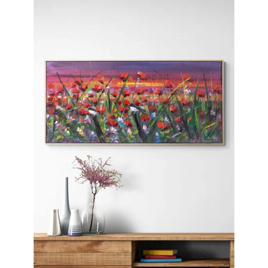 Gün Batımında Gelincikler Yağlı Boya Tablosu