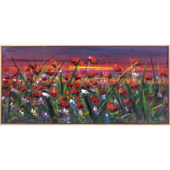 Gün Batımında Gelincikler Yağlı Boya Tablosu