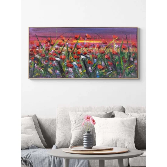 Gün Batımında Gelincikler Yağlı Boya Tablosu