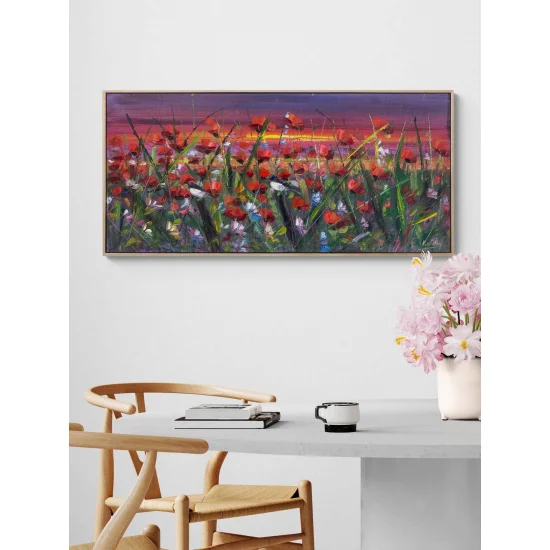 Gün Batımında Gelincikler Yağlı Boya Tablosu