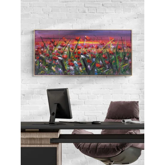 Gün Batımında Gelincikler Yağlı Boya Tablosu