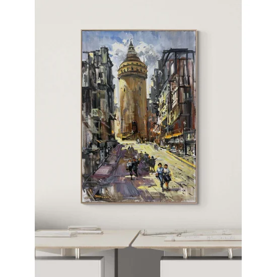 Sessiz Galata Sokakları Yağlı Boya Tablosu