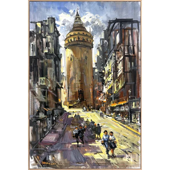 Sessiz Galata Sokakları Yağlı Boya Tablosu