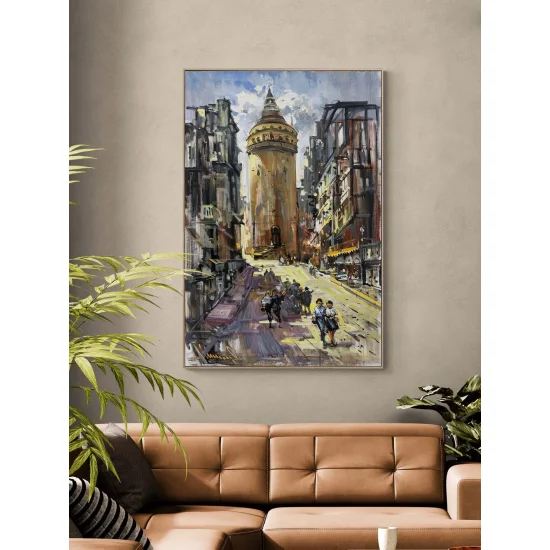 Sessiz Galata Sokakları Yağlı Boya Tablosu