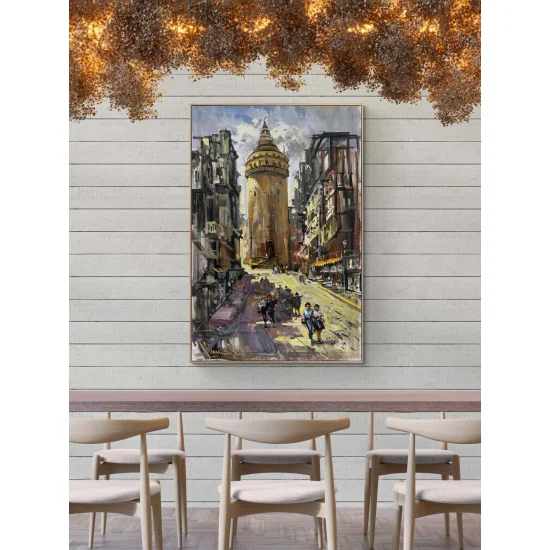 Sessiz Galata Sokakları Yağlı Boya Tablosu