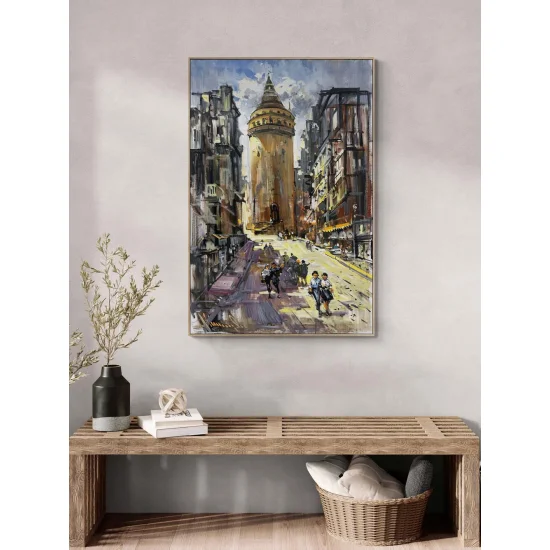 Sessiz Galata Sokakları Yağlı Boya Tablosu