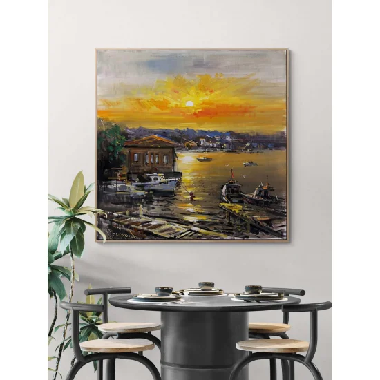 Çengelköyde Günbatımı Yağlı Boya Tablosu