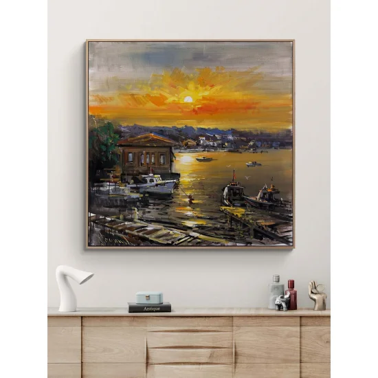 Çengelköyde Günbatımı Yağlı Boya Tablosu