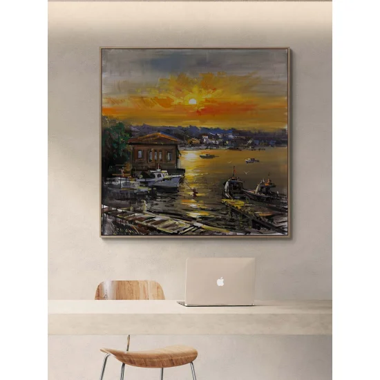 Çengelköyde Günbatımı Yağlı Boya Tablosu