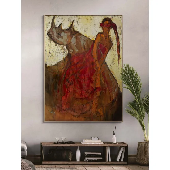 Kırmızı Gücün Dansı Yağlı Boya Tablosu