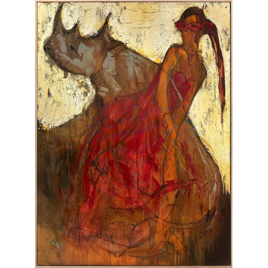 Kırmızı Gücün Dansı Yağlı Boya Tablosu