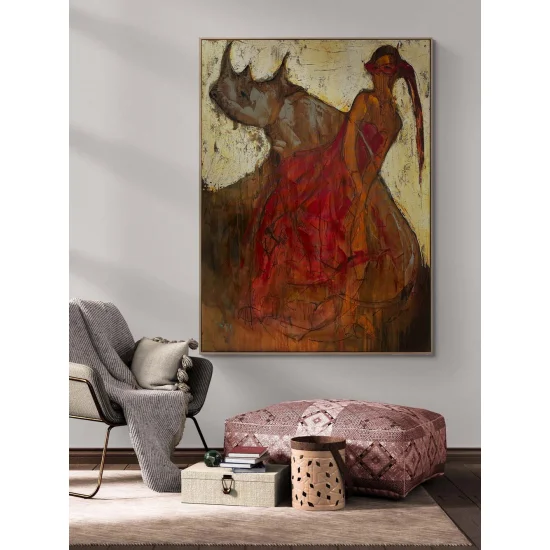 Kırmızı Gücün Dansı Yağlı Boya Tablosu