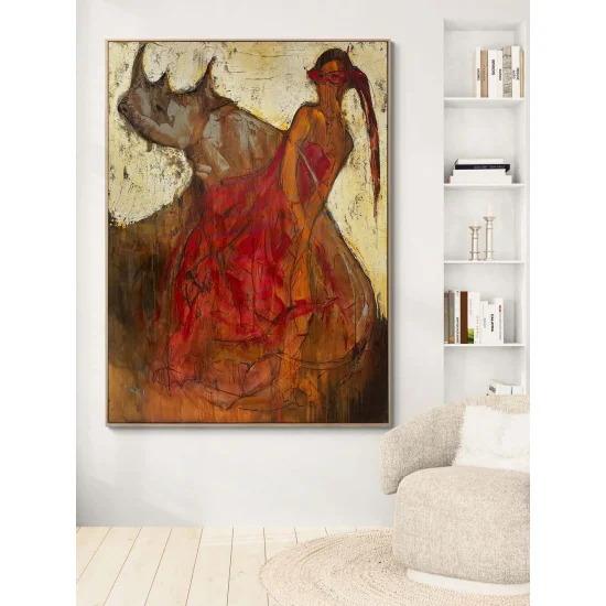 Kırmızı Gücün Dansı Yağlı Boya Tablosu
