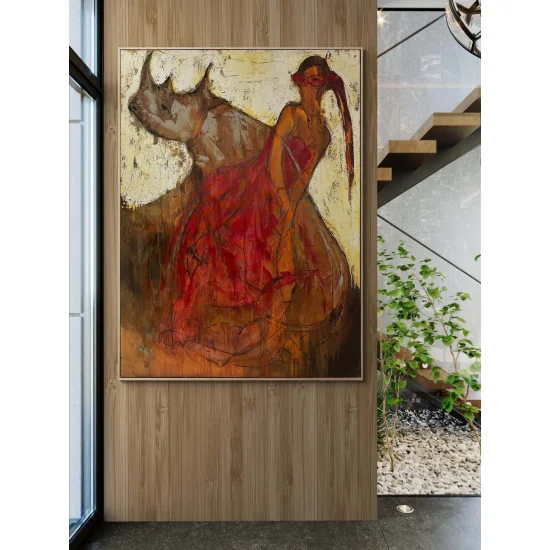 Kırmızı Gücün Dansı Yağlı Boya Tablosu