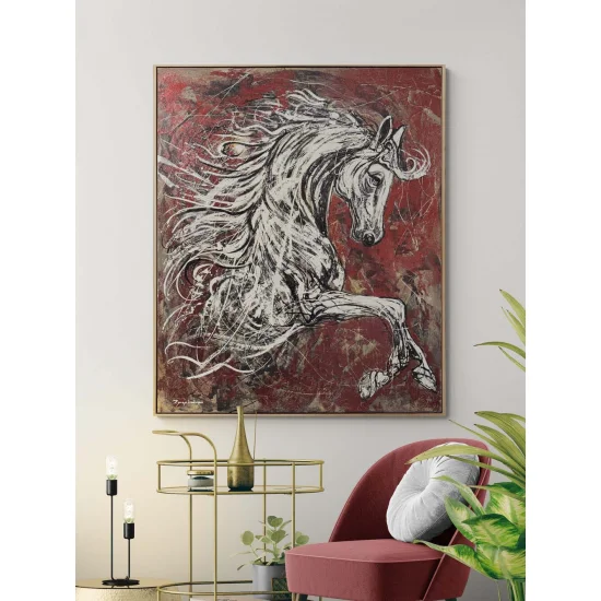 Noble White Horse Oil Painting