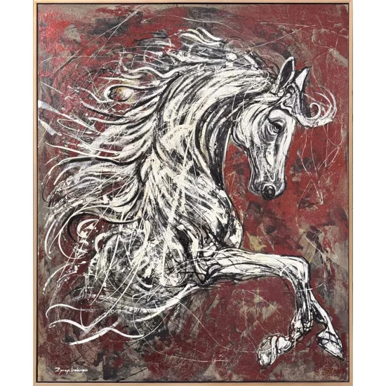 Noble White Horse Oil Painting