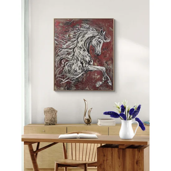 Noble White Horse Oil Painting